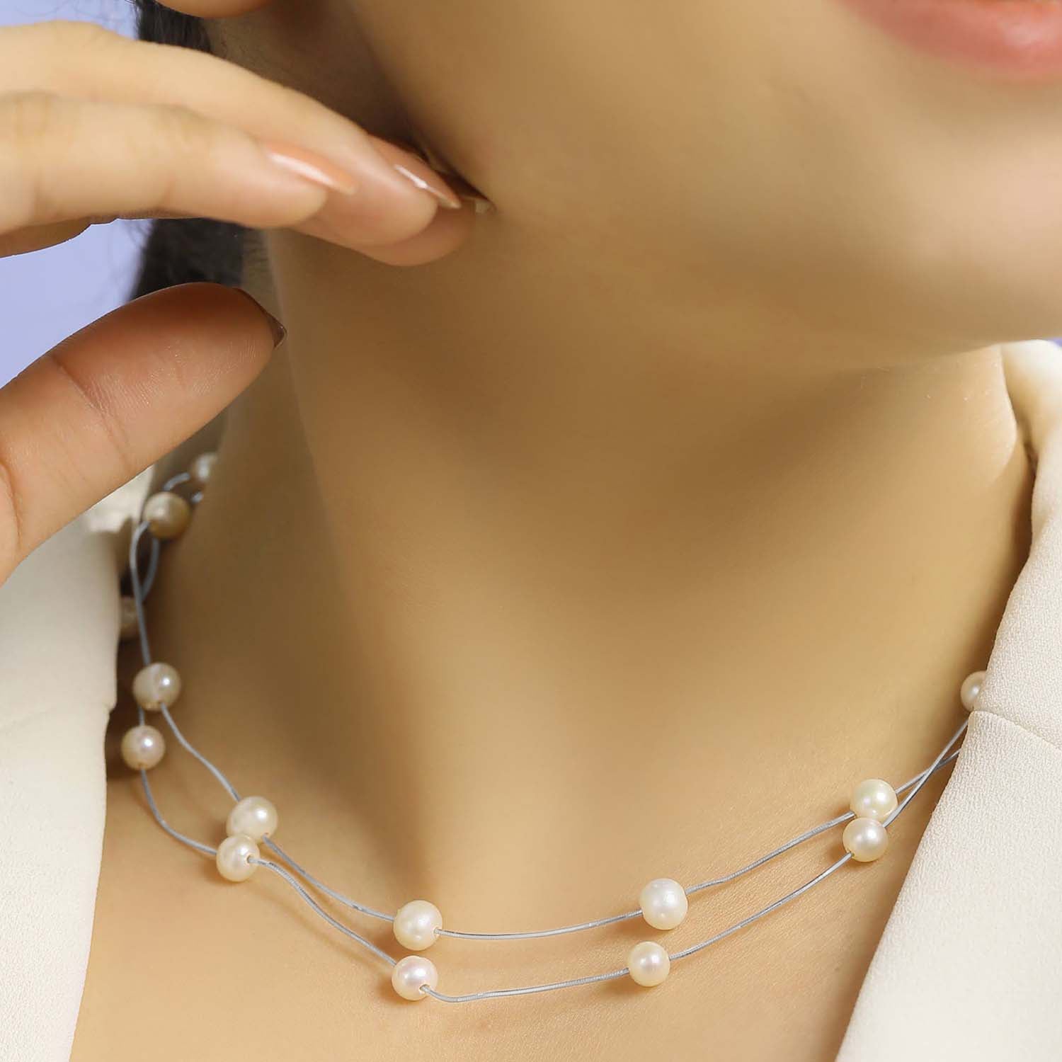 Specs of Pearls Silver 925 Silver Necklace
