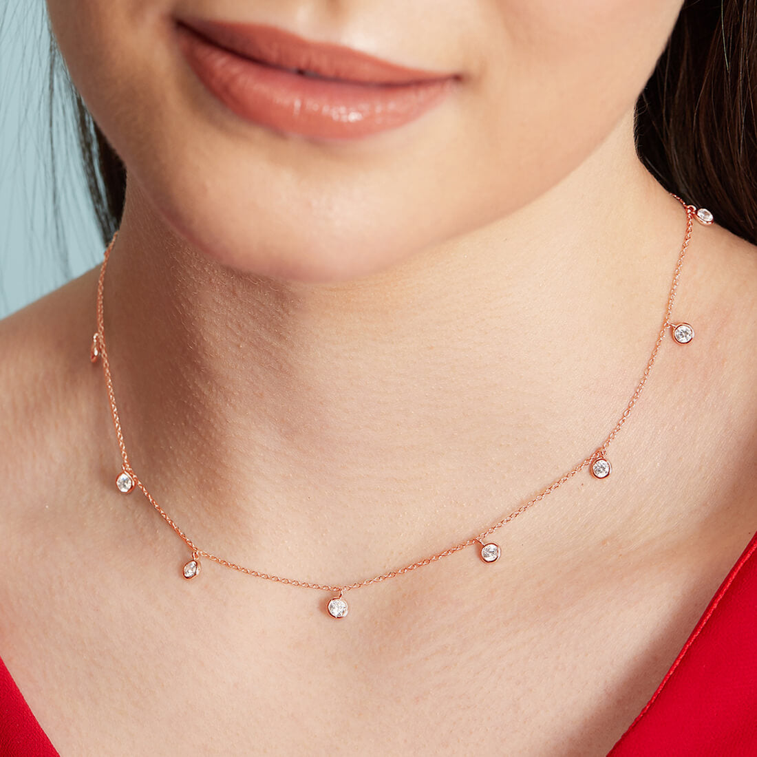 Pretty Charms 925 Silver Necklace in Rose Gold
