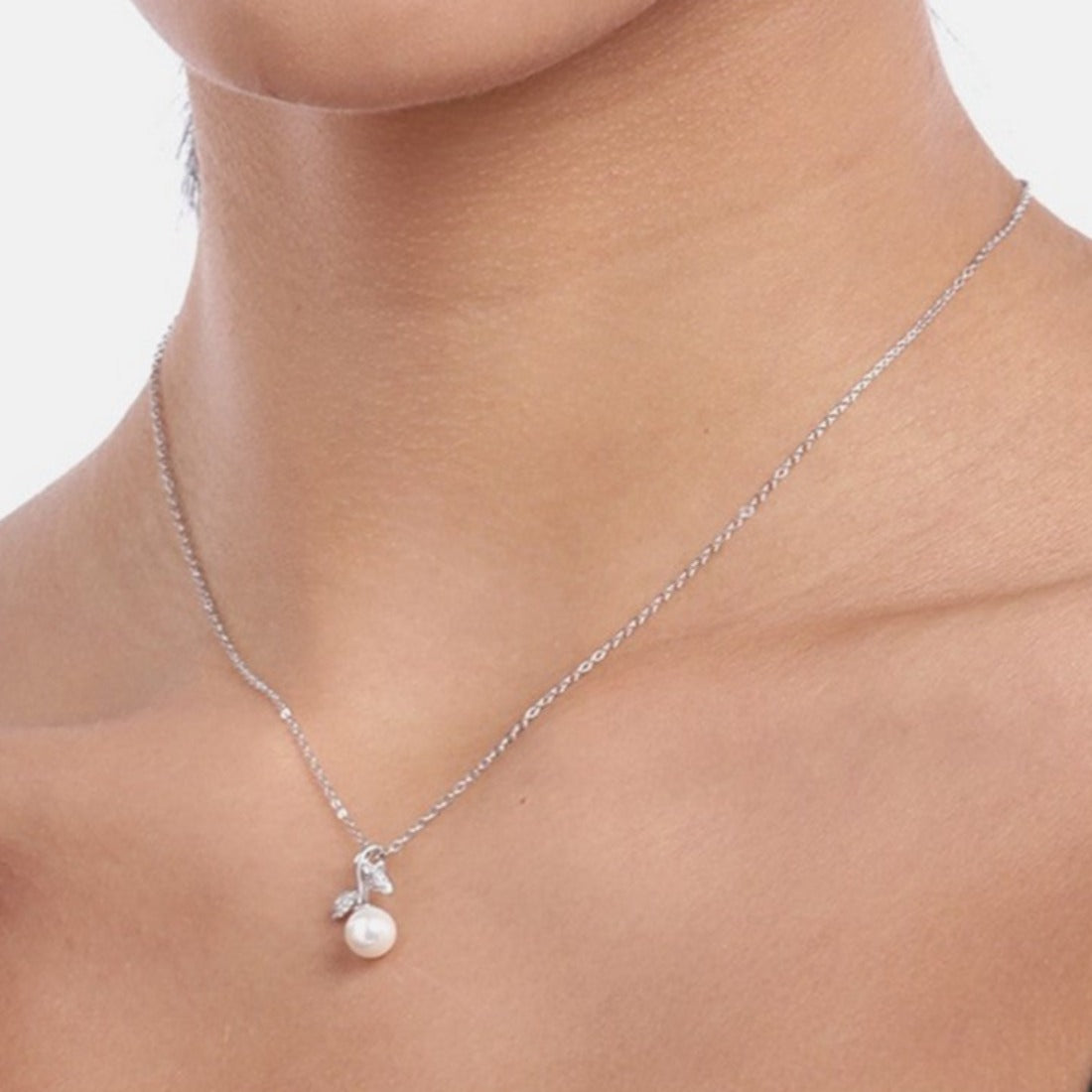 Leaf Pearl 925 Sterling Silver Necklace