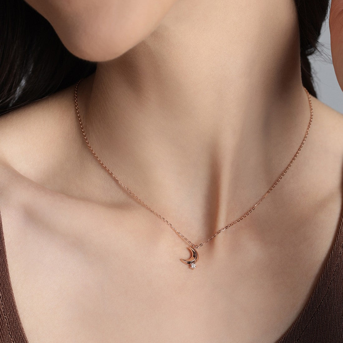 To the Moon Rose-Gold Plated 925 Sterling Silver Necklace