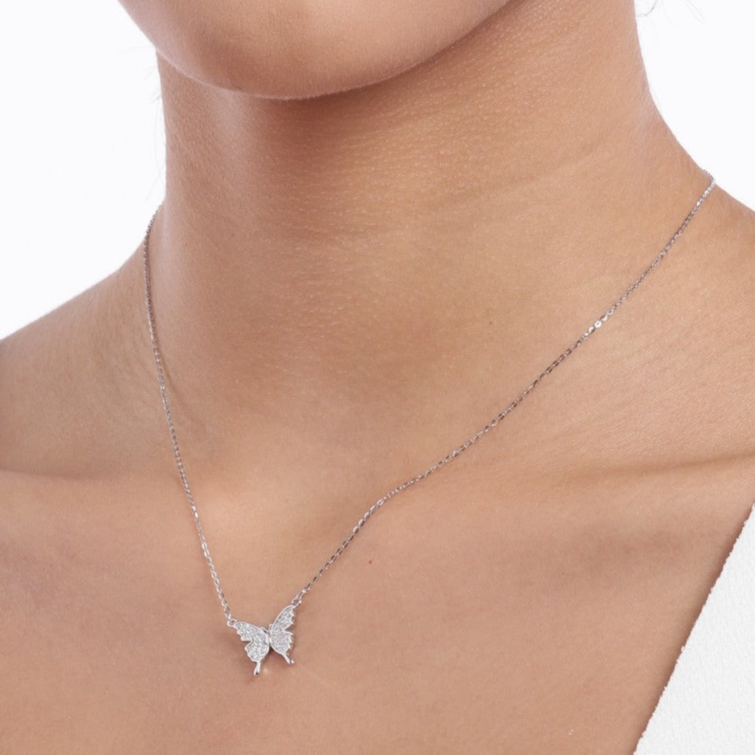 Butterfly CZ 925 Sterling Silver Necklace