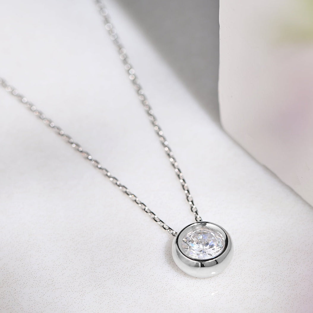 Elegant Round CZ 925 Sterling Silver Necklace