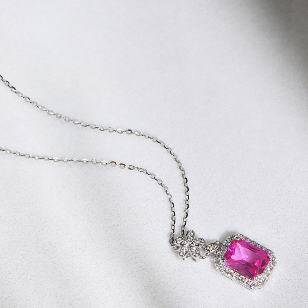 Ruby Clover  925 Sterling Silver Necklace