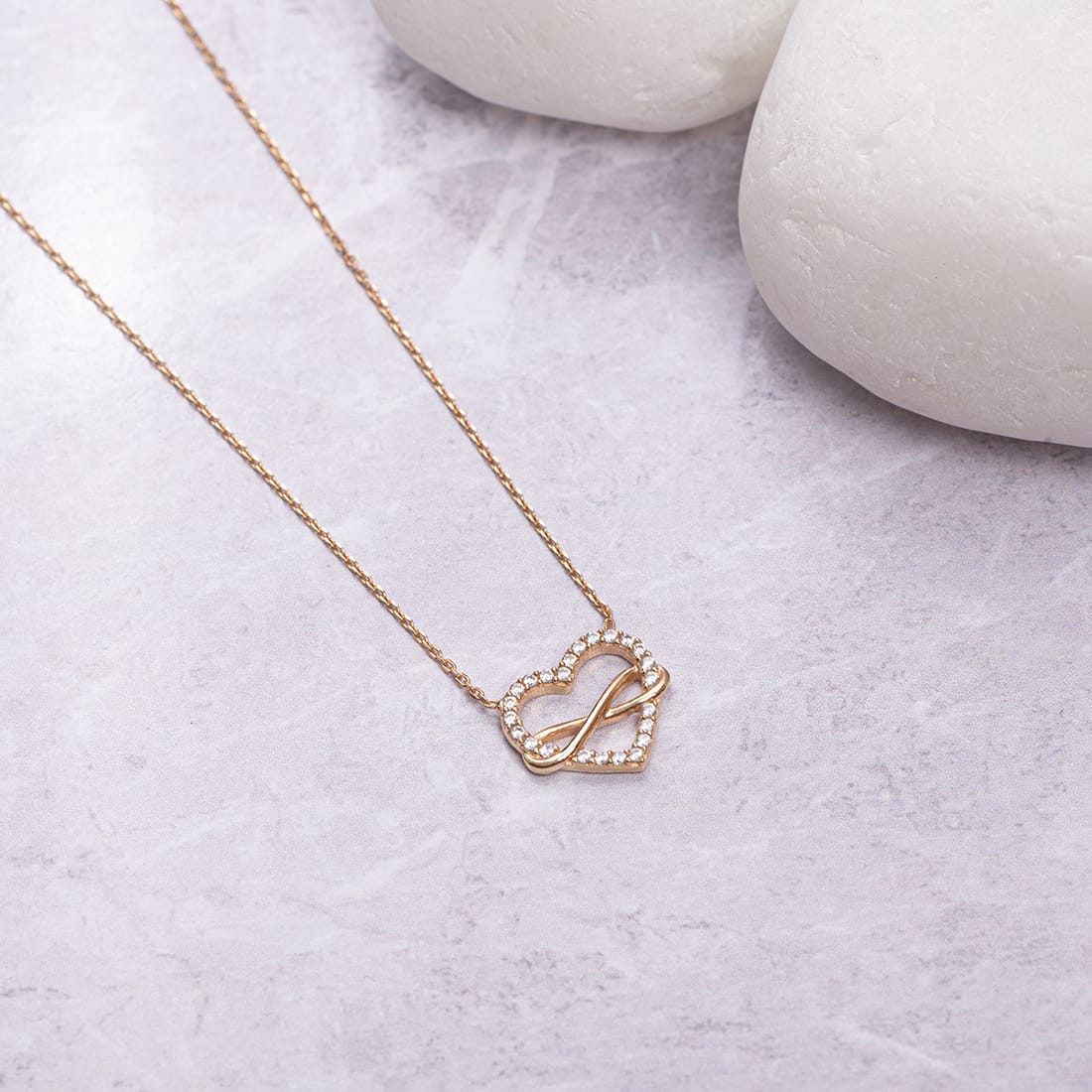 Infinity Heart Gold Plated 925 Sterling Silver Necklace