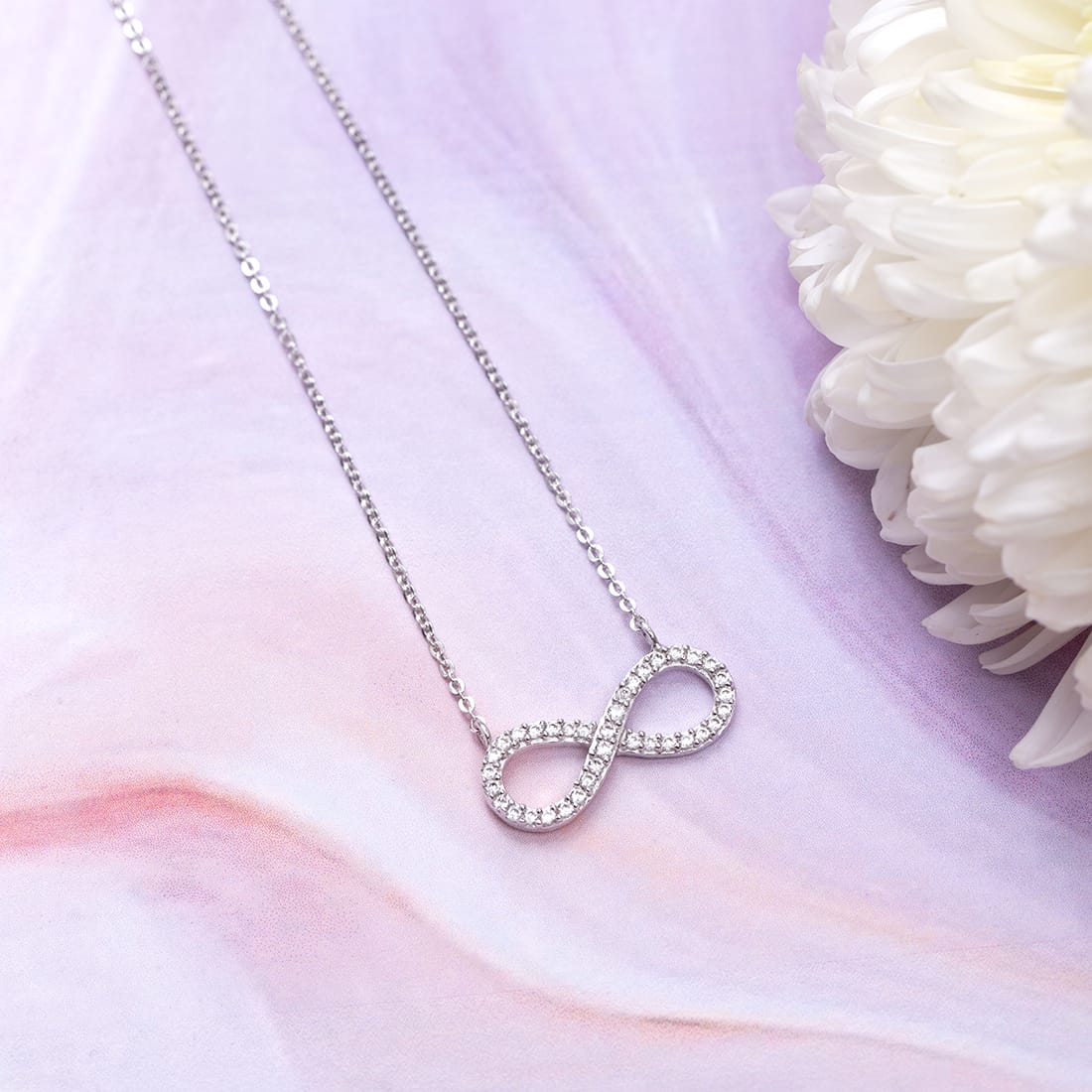 Infinity CZ 925 Sterling Silver Necklace