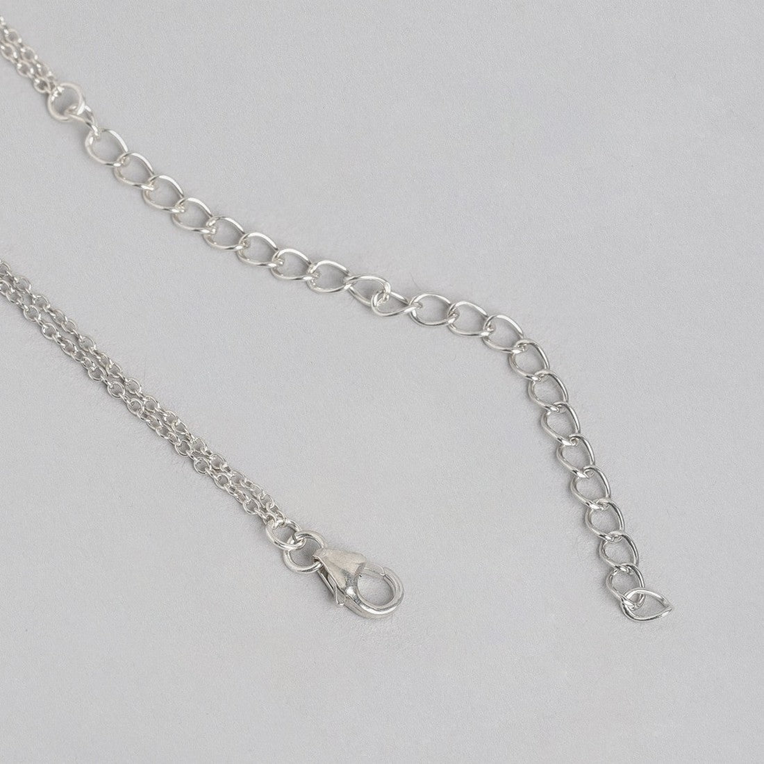 Double Chain Rhodium Plated 925 Sterling Silver Necklace