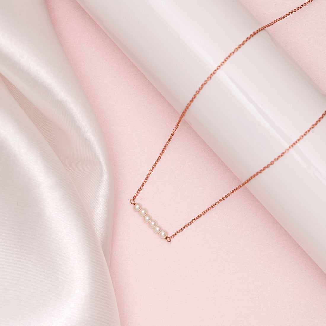 Cute Pearl 925 Silver Rose Gold Necklace