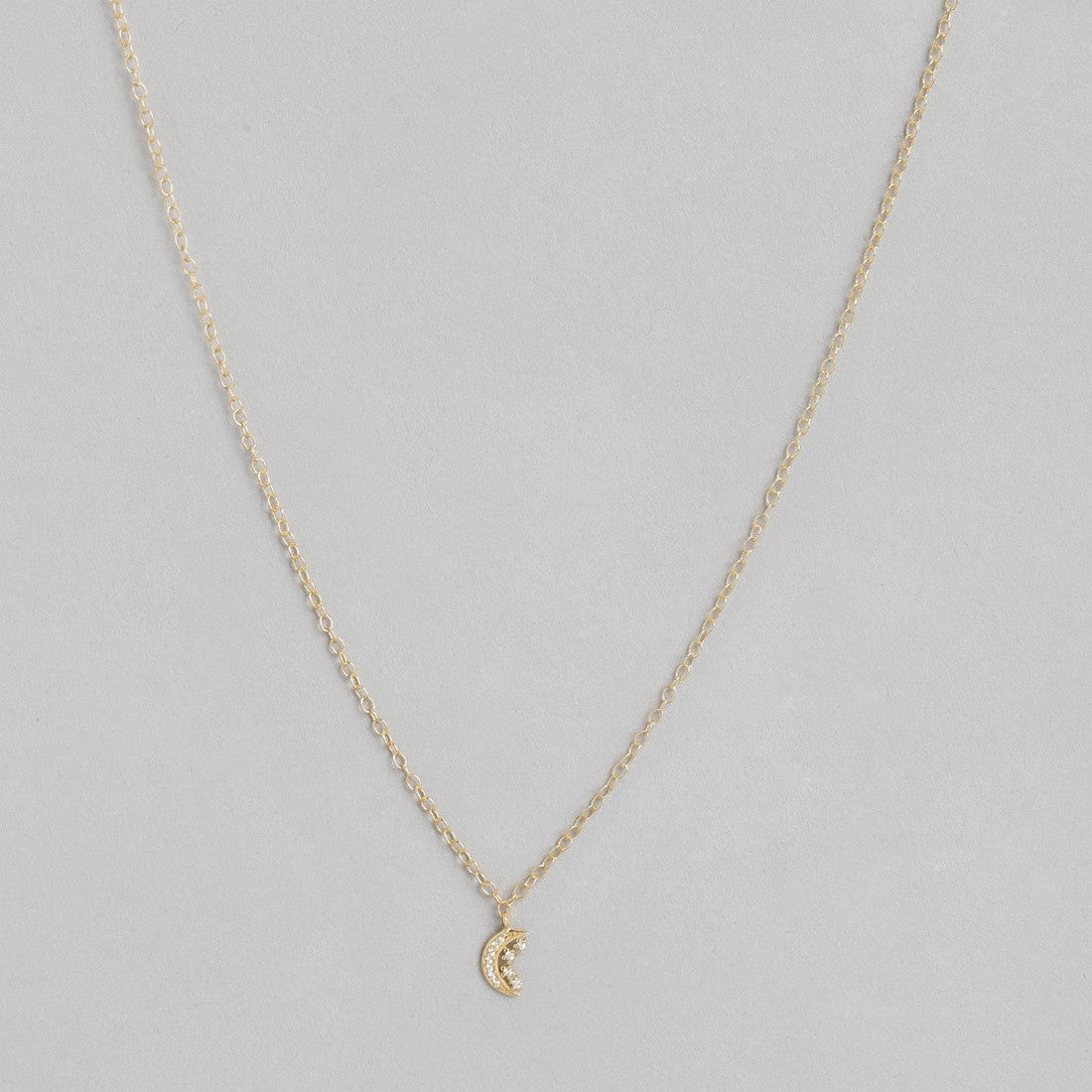 Moon n Stars CZ Necklace in 925 Sterling Silver Gold Plating