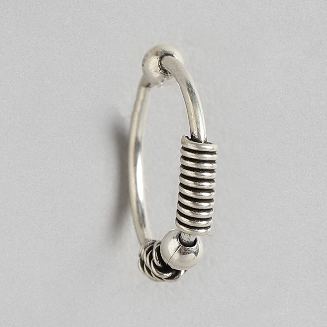 Rhodium Plated Round 925 Silver Nose Pin