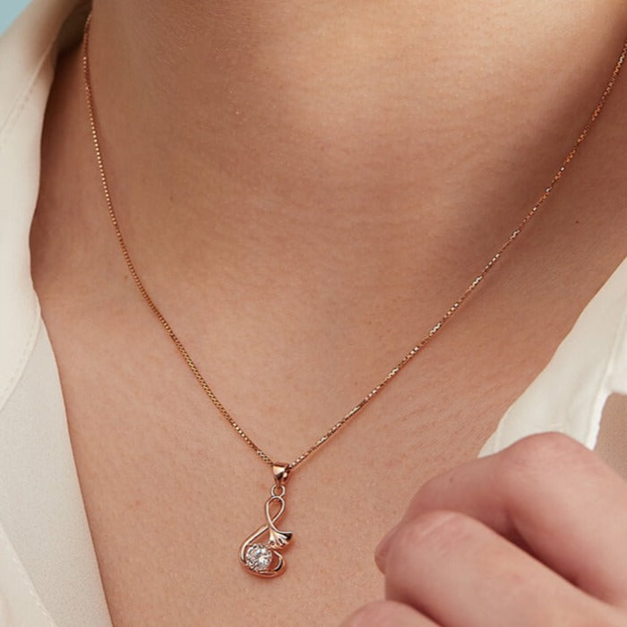 Musical Solitaire 925 Silver Rose Gold Necklace Chain