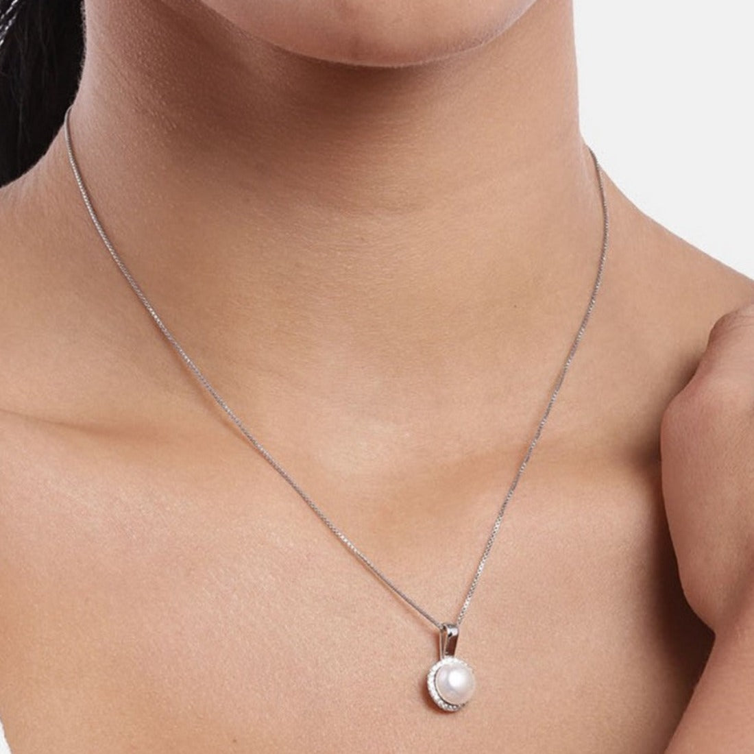 Freshwater Pearl 925 Sterling Silver Pendant with Chain