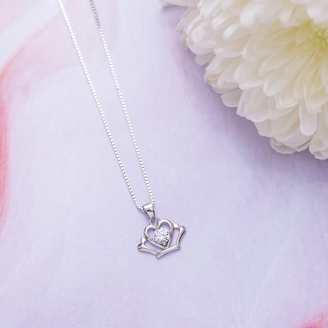 Tiara CZ 925 Sterling Silver Pendant with Chain