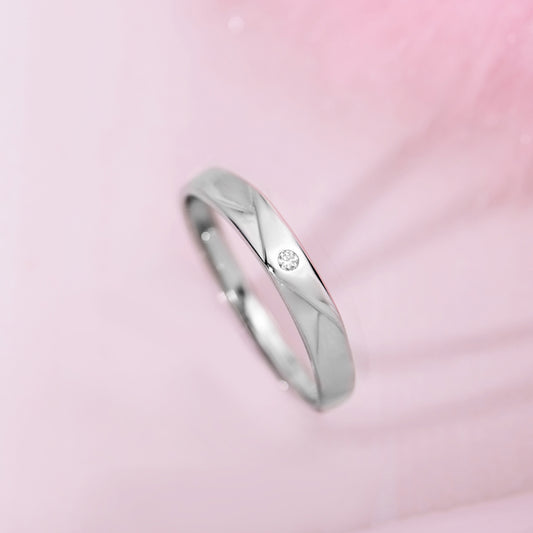 Mini CZ Studded Rhodium Plated 925 Sterling Silver Ring (Adjustable)