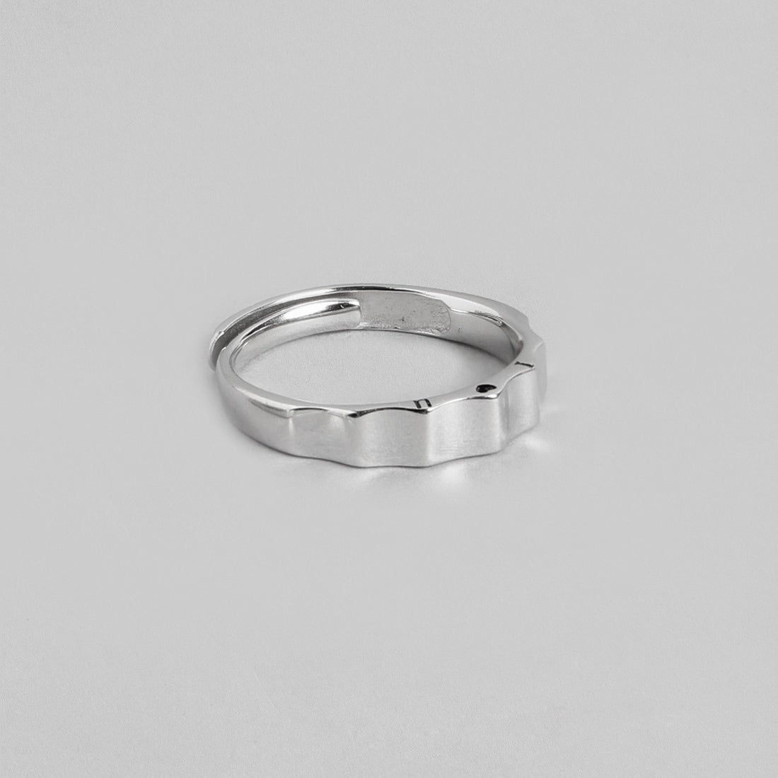 Minimalistic Rhodium Plated 925 Sterling Silver Ring For Him (Adjustable)