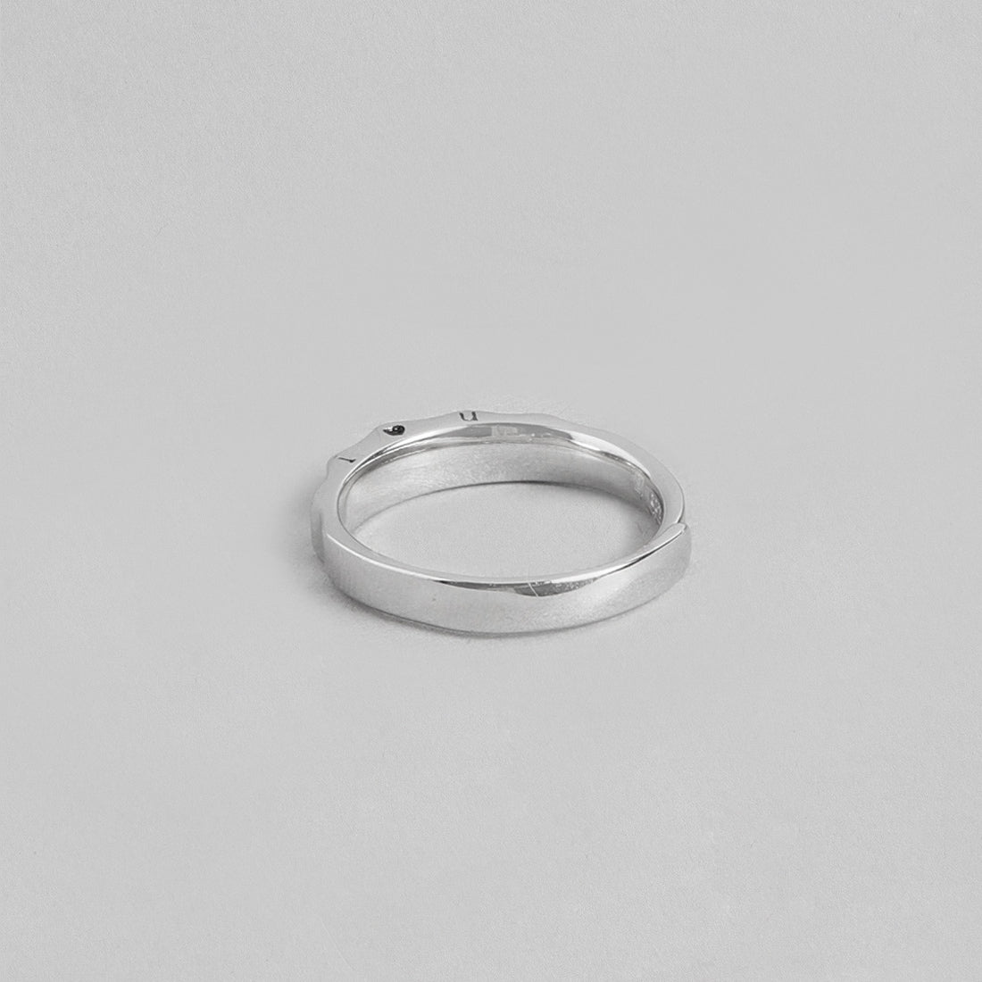 Minimalistic Rhodium Plated 925 Sterling Silver Ring For Him (Adjustable)