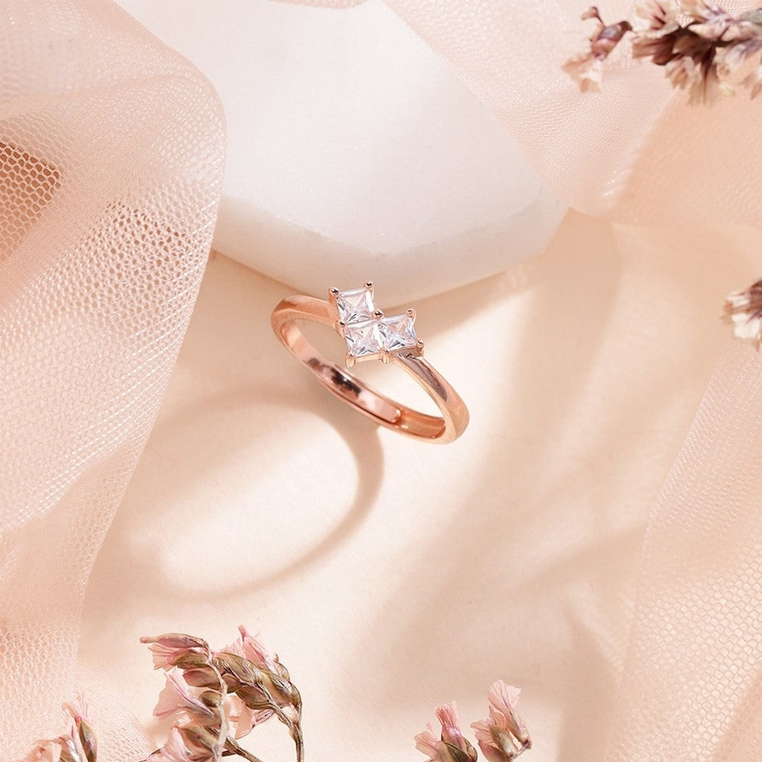 Heartcore 925 Silver Ring in Rose Gold (Adjustable)