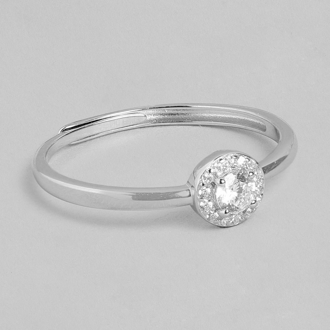 The Mini Solitaire Halo 925 Silver Ring (Adjustable)