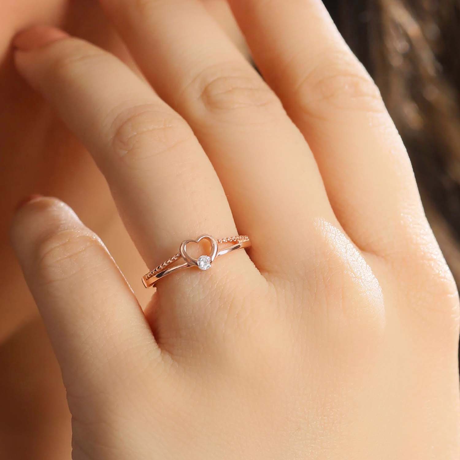 Beloved 925 Silver Ring in Rose Gold (Adjustable)