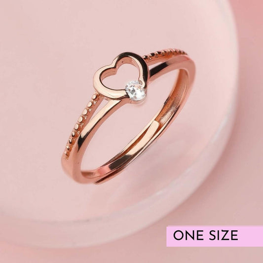 Beloved Rose Gold Plated 925 Sterling Silver Ring (Adjustable)