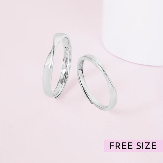 Always and Forever Rhodium Plated 925 Sterling Silver Couple Ring (Adjustable)