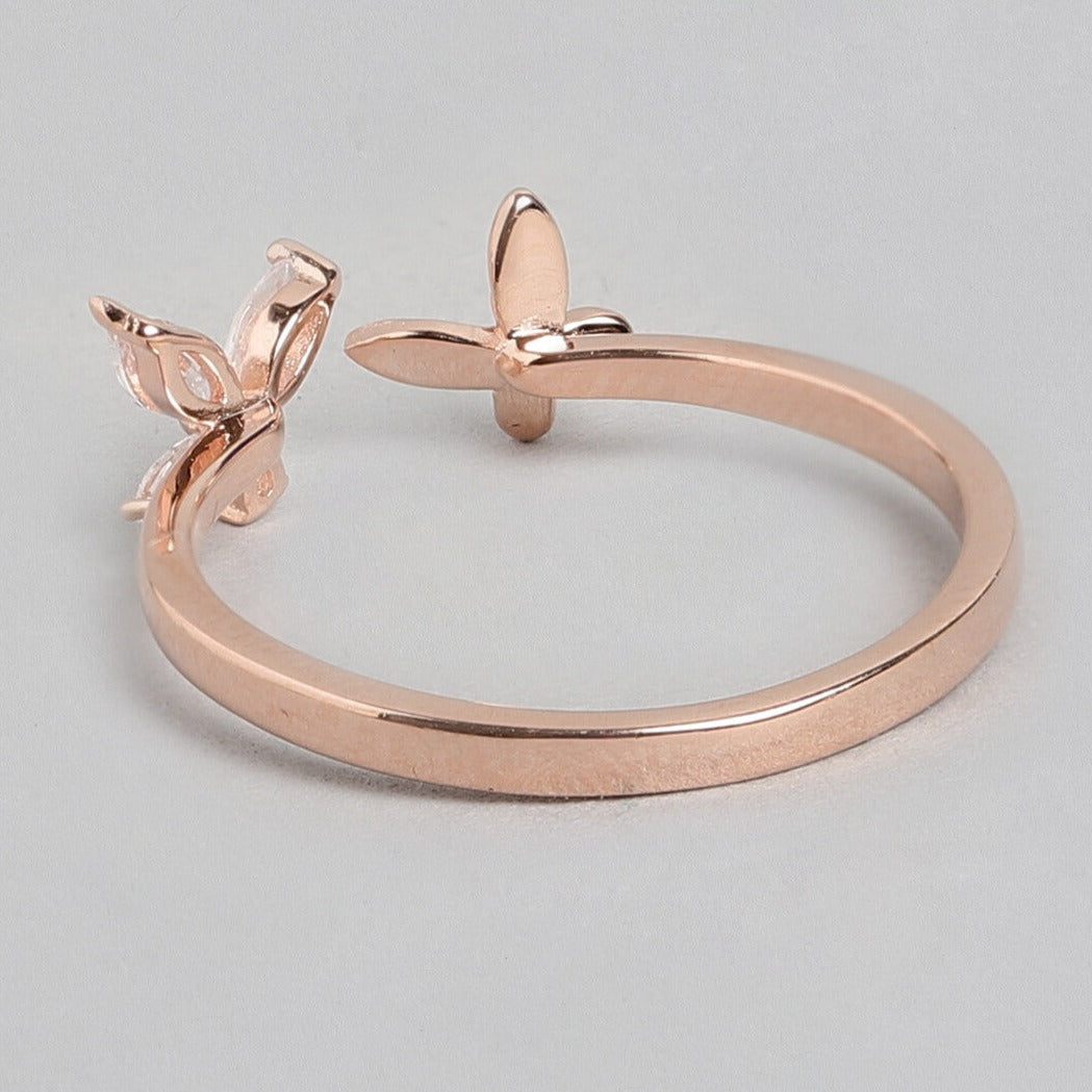 Butterfly 925 Silver Ring in Rose Gold (Adjustable)