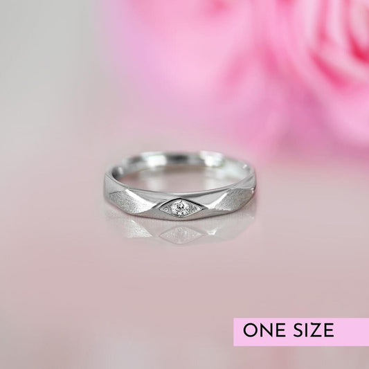 Cross CZ Studded Rhodium Plated 925 Sterling Silver Ring For Him (Adjustable)