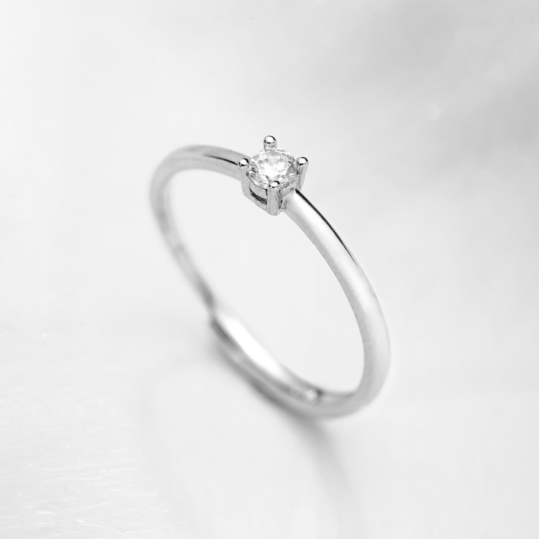 Classy CZ Studded 925 Silver Ring (Adjustable)