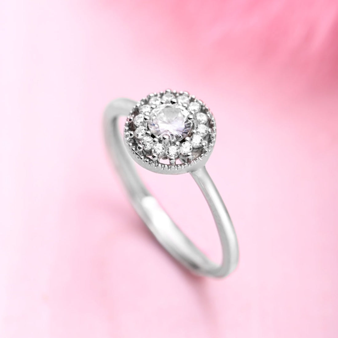 Solitaire CZ Studded 925 Sterling Silver Ring