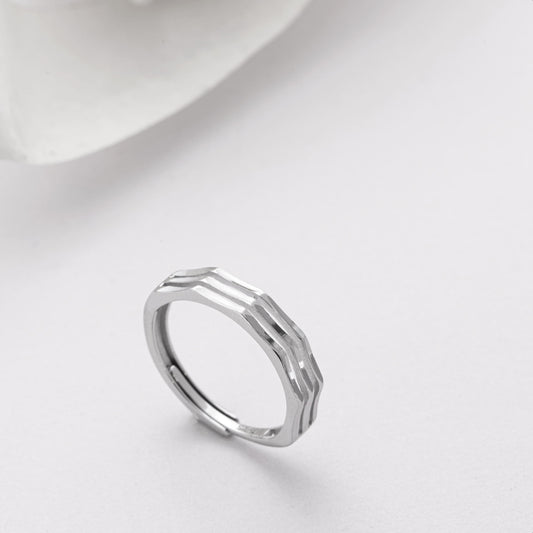 3 Lines 925 Sterling Silver Unisex Ring (Adjustable)