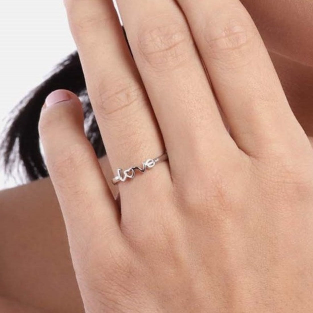 Love 925 Sterling Silver Female Ring (Adjustable)