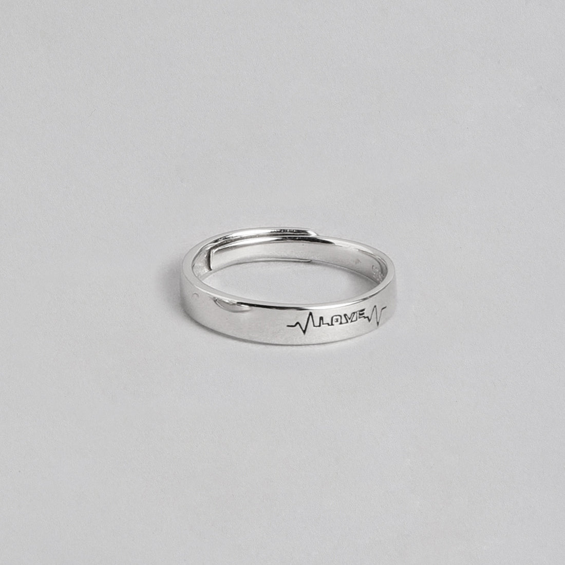 Love Line Rhodium Plated 925 Sterling Silver Ring For Him (Adjustable)