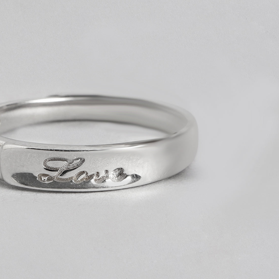 Modern Love Mens 925 Sterling Silver Ring for Him (Adjustable)