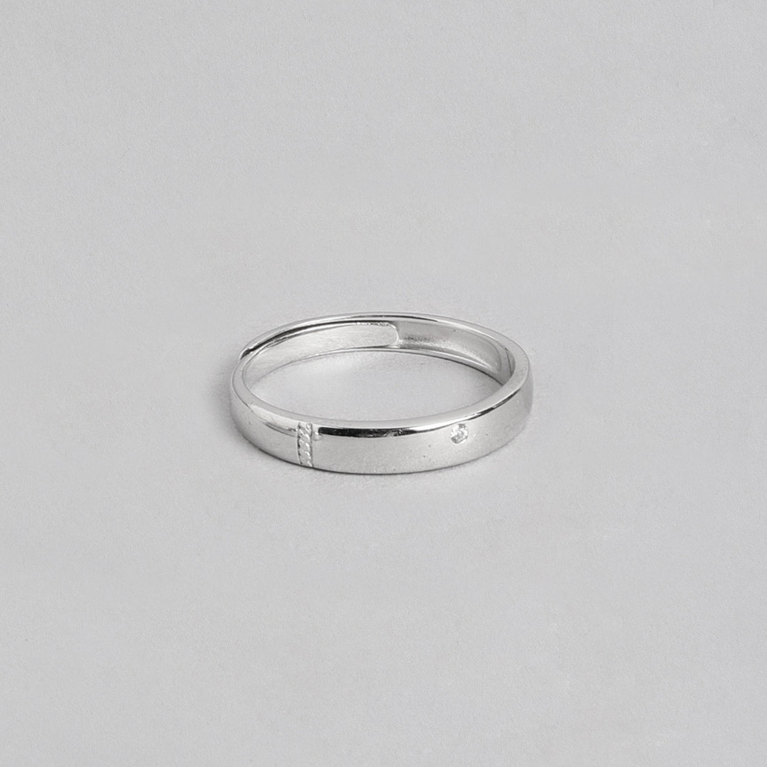 Minimal Band Rhodium Plated 925 Silver Ring for Him