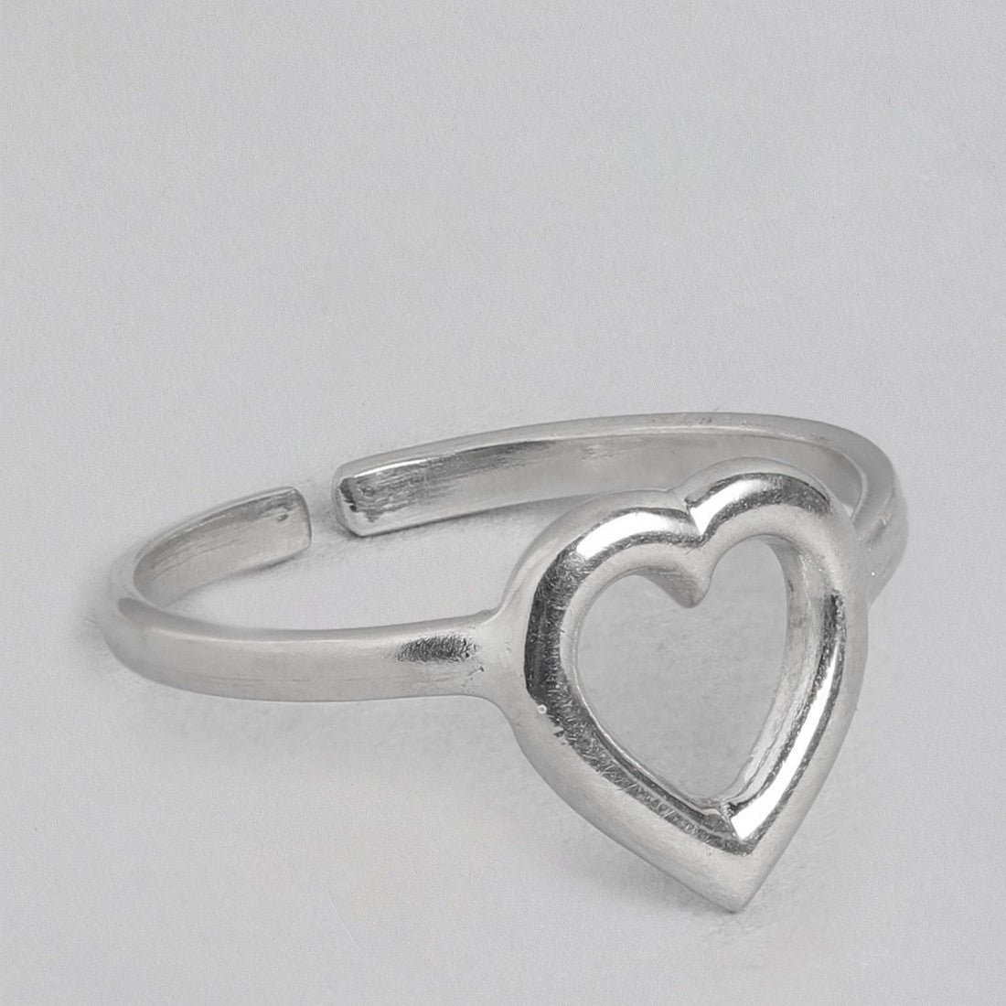 Rhodium Plated Heart 925 Sterling Silver Ring
