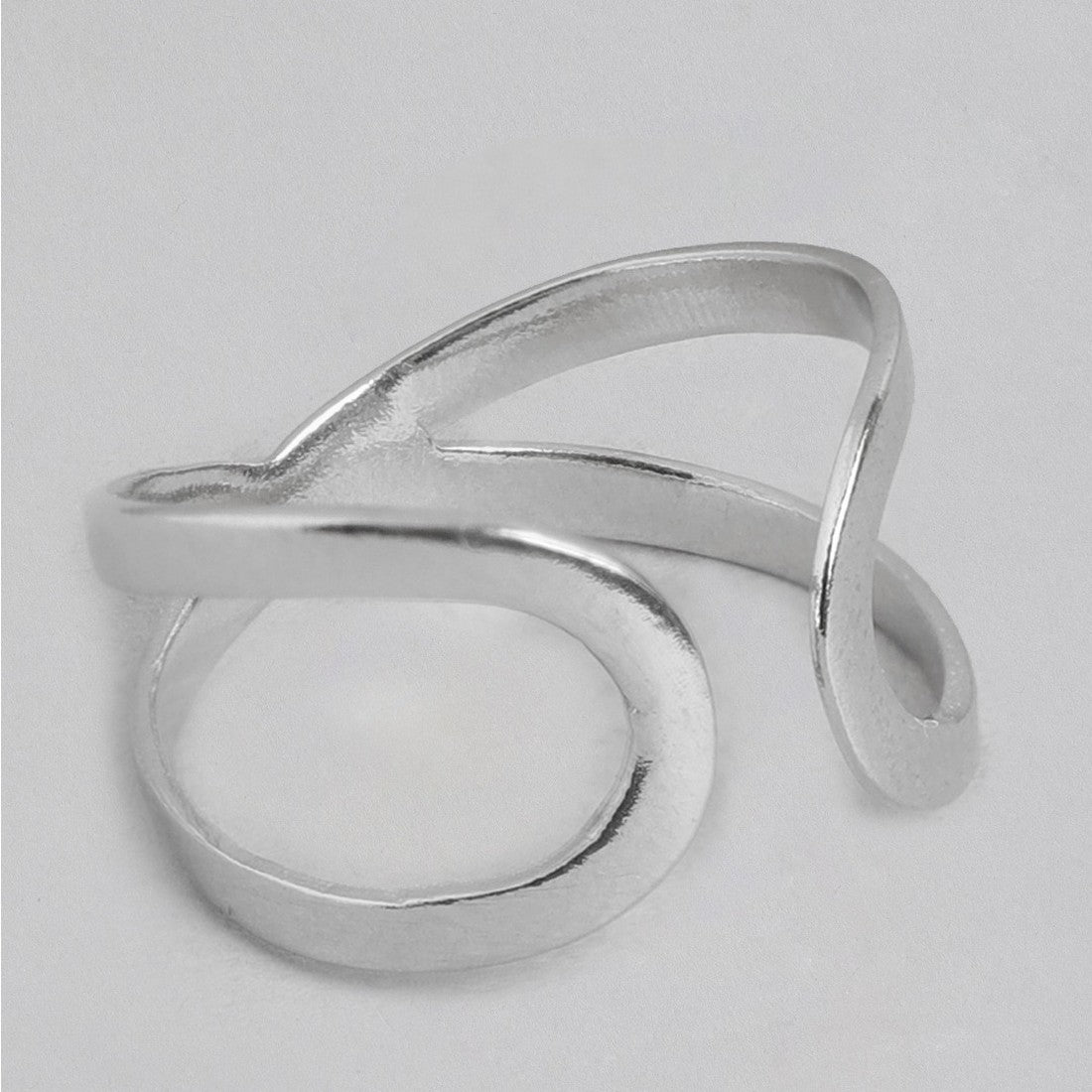 Abstract Rhodium Plated 925 Sterling Silver Ring for Her