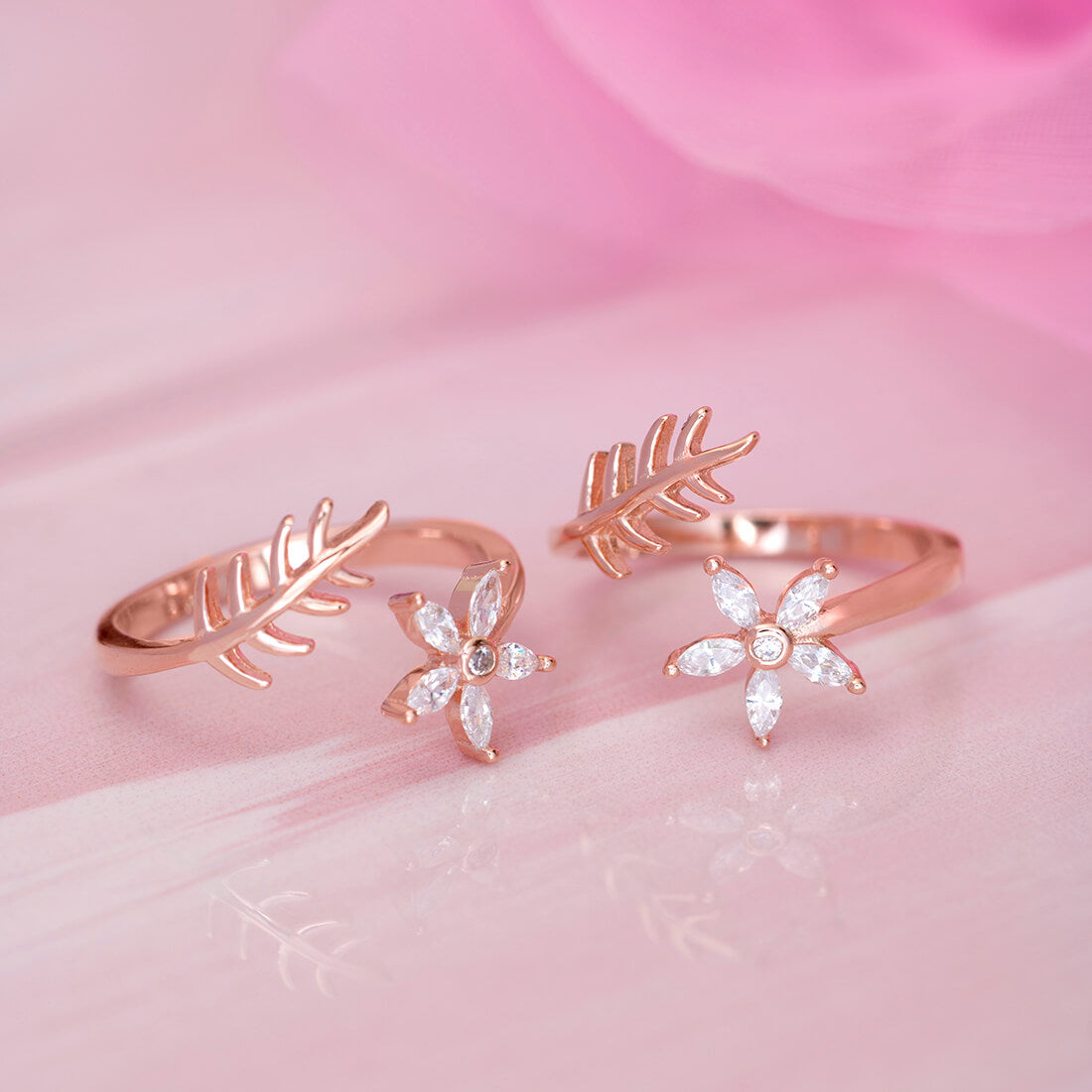 Touch of nature Rose Gold 925 Silver Toe Ring