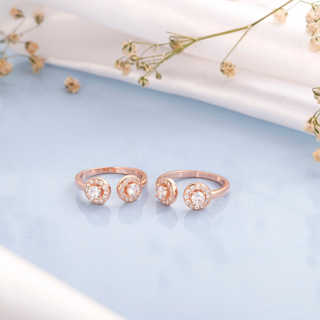 CZ Studded Rose Gold Plated 925 Sterling Silver Toe Rings