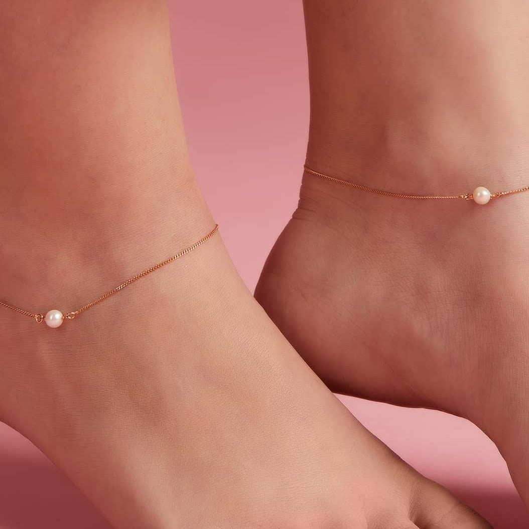 Pearl Rose-Gold plated 925 Sterling Silver Anklets