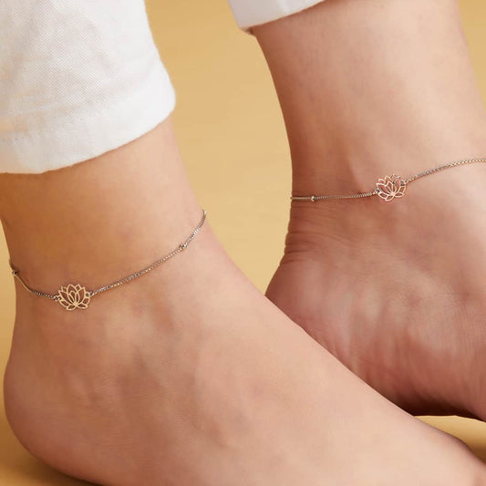 925 Sterling Silver Lotus 925 Sterling Silver Anklets for Women – Zavya