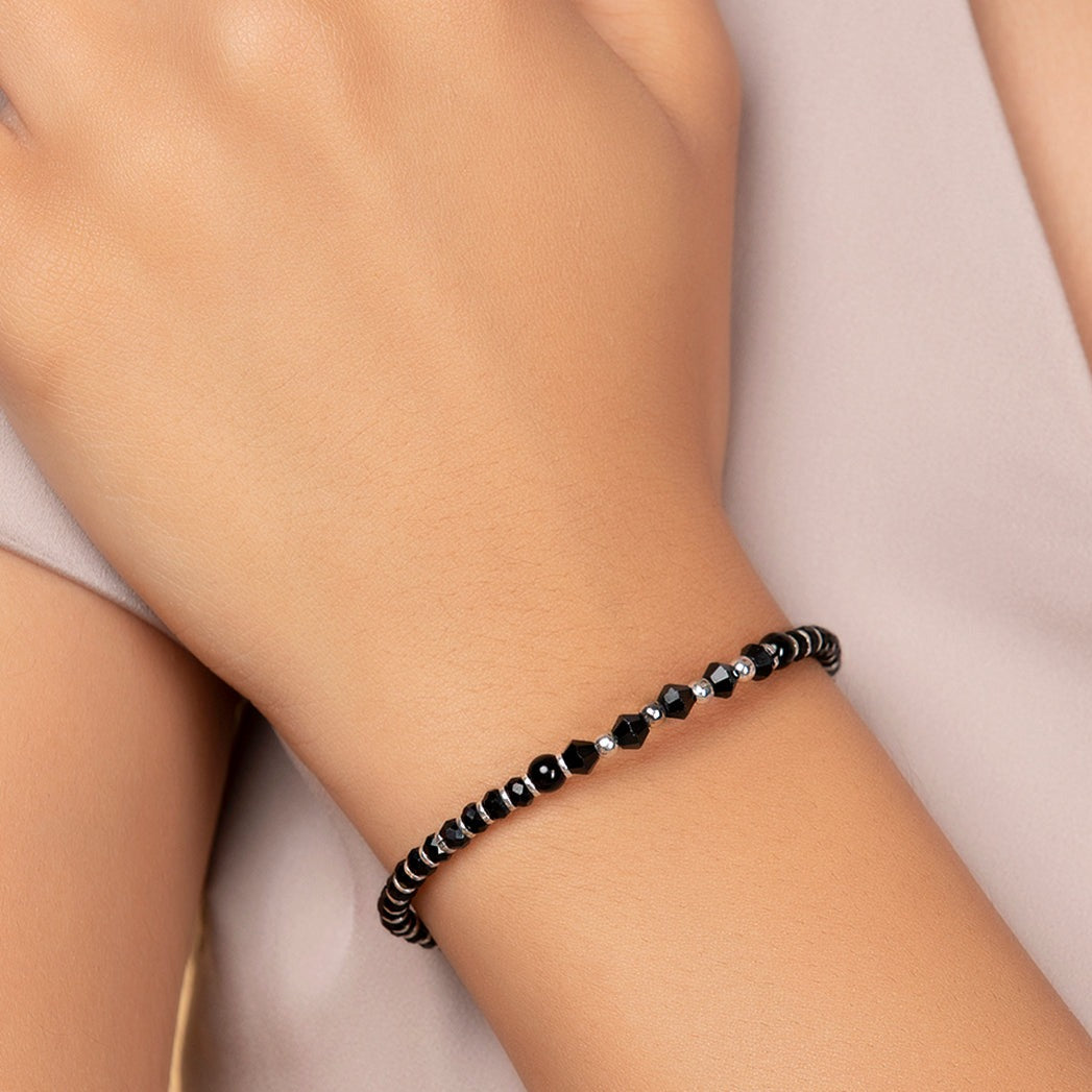 Pink stones pendant with black diamond beads chain and matching bracel –  Globus Fashions