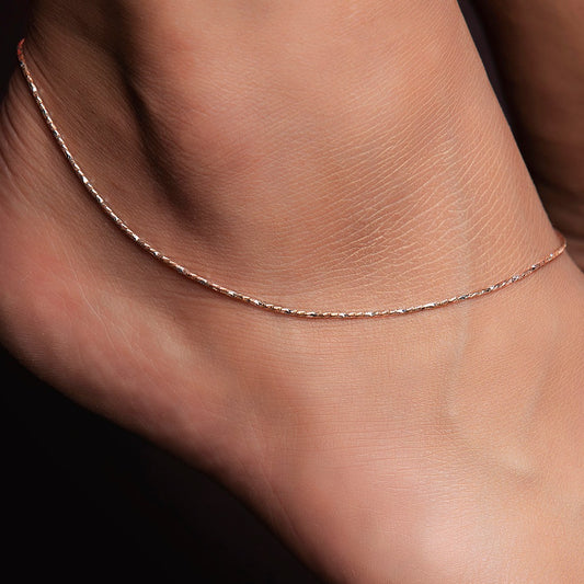 Simple Rose Gold 925 Silver Rolo Anklet