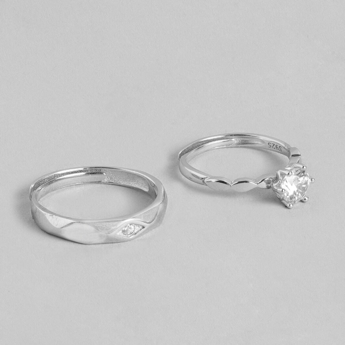 Classic Couples 925 Silver Rings (Adjustable)